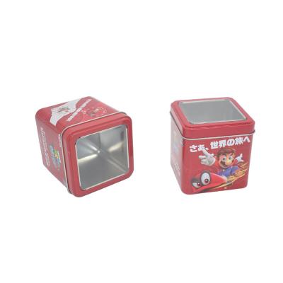 China Household Products Promotional Square Empty Tin Cans With Transparent Lid Storage Metal Boxes Wholesale for sale