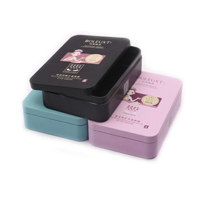 China Nice Designed Cosmetic Eye Lashes Masks Packing Rectangle Cosmetic Tin Box Cosmetic Clay Powder Tin Containers for sale