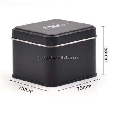 China Gift & Craft China Customized Matte Black Metal Tin Gift Case Packaging Square Boxes With Clear Transparent PVC Window Lid for sale