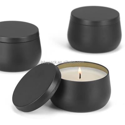 China Gift & Craft Matte Black Candle Tin Jar Scented Candle Can Tin Box With Lid Metal Wax Container Empty Candle Tins for sale