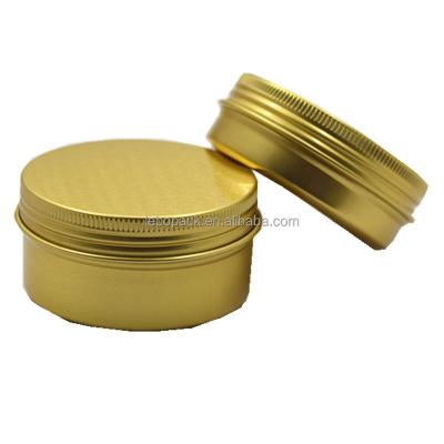 China Aluminum Cosmetic Tin Jar Tin Can 2oz Tin Can Container Storage 60ml Gloden Cosmetic Round With Screw Lid for sale