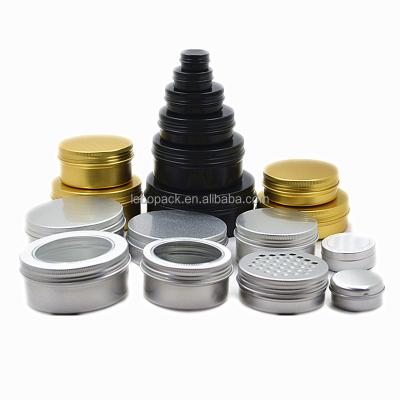 China Aluminum Empty Storage Tin Jars Spice Containers Travel Tin Cans Cosmetic/Tea/Candy/Ointment/Gift/Watch etc. metal cans lid screw round for sale