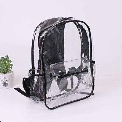 China With USB With USB Hot Selling Safe Clear School Kids Backpack With Pocket Wholesale Transparent Logo PVC Custom Waterproof Backpack For Women for sale