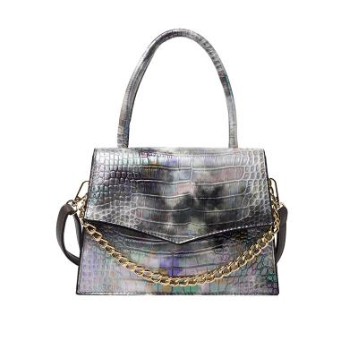 China Hot Sale Fashion Crocodile Pattern Link Dye Colorful Leather Handbags Cross - Body Shoulder Link Dye Bag for sale