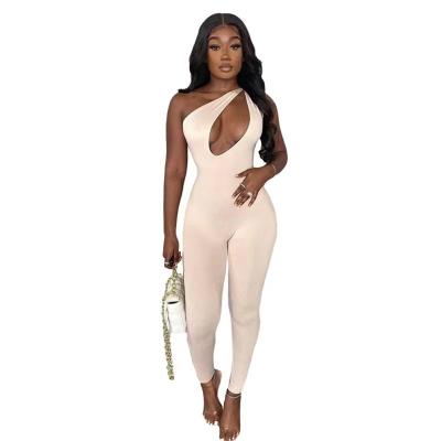 China European and American border sexy hot spring QUICK-DRY girls jumpsuit and summer casual suspenders One-shoulder hollow out overalls for sale