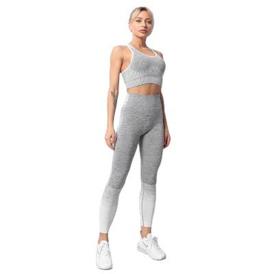 China New European and American Hot Selling Deamless Breathable Knitted Hip Yoga Suit Sports Fitness Suit Vest Women Suit for sale