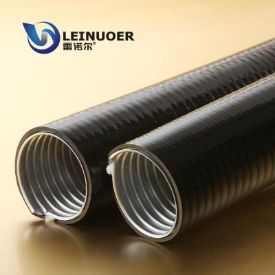 China PVC+Galvanized Steel Strip PVC Coated Waterproof Flexible Metal Conduit Pipes Black for sale