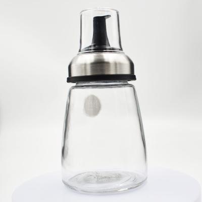 China Creative Glass Oil Jar Stainless Steel Seasoning Bottle Leak Proof Soy Sauce Dispensers for sale