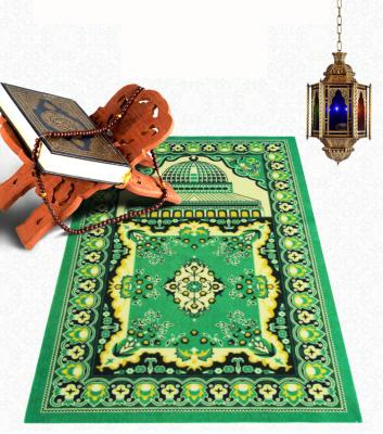 China Wholesale Washable Velvet Foldable Portable Crystal Non-slip Islam Polyester Muslim Prayer Mat for sale