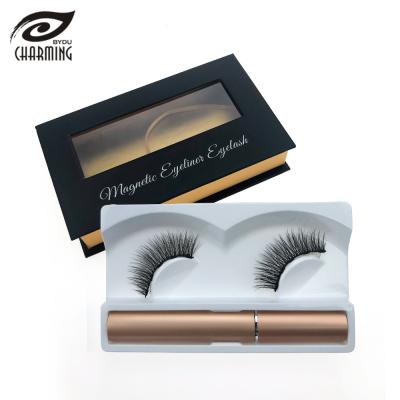 China Easy Apply 3D Magnetic Eyeliner Set Hot Sale 5 Magnets Eyelashes Easy Than Natural Apply Hand Made Synthetic Hair 5 Pieces Magets for sale