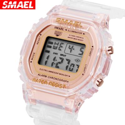 China New Women Alarm SMAEL Wrist Watch 1905 Strap Transparent Sport Water Resistant Digital Watch for sale