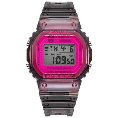 China New Women's Alarm SMAEL Wrist Watch 1905 Strap Transparent Sport Water Resistant Digital Watch For Girls for sale