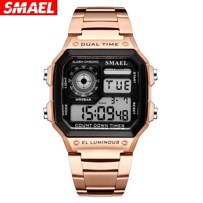 China China SMAEL 1818 Automatic Online Wholesale Water Resistant Date Stainless Steel Electronic Digital Rose Gold Wristwatch For Men OEM for sale