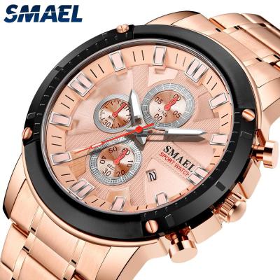 China Automatic Date SMAEL New 9153 Waterproof Wrist Watch Stainless Steel Strap Quartz Watch for sale