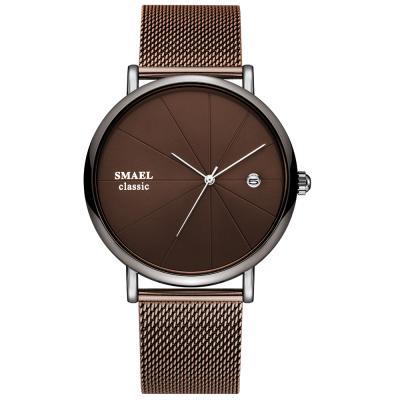 China SMAEL 9129 Rattrapante Big Round Dial Simple Design Unisex Quartz Watches Elegant Couples Watch For Men And Woman for sale