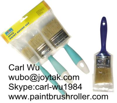 China Natural bristle Chinese bristle synthetic mix 3 piece paint brush sets wood handle plastic handle 2 inch 3 inch PBS-010 for sale