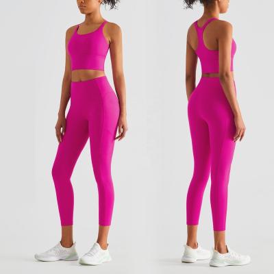 China Breathable 2022 New Design Sand Wash Tracksuit Set High Waist Activewear Seamless Jogger Women 2 Piece Yoga Set for sale