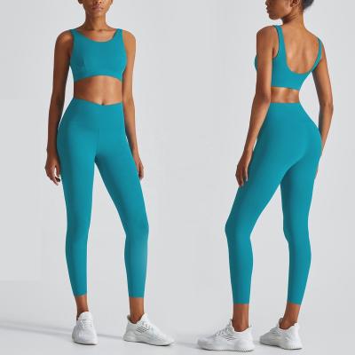 China Breathable Custom Women Sports Wear Seamless Sports Bra And Leggings Gym Fitness Clothing Yoga Two Piece Set for sale