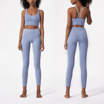 China Breathable 2022 New Design Sand Wash Tracksuit Set High Waist Activewear Seamless Jogger Women 2 Piece Yoga Set for sale