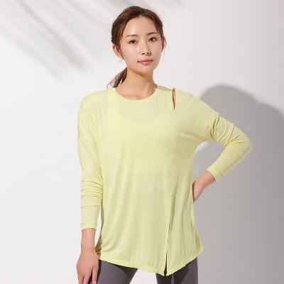 China 2021 New Running Women Thin Chest Sport Loog Sleeve Gym Yoga Tops Naked Feeling Breathable Legging for sale