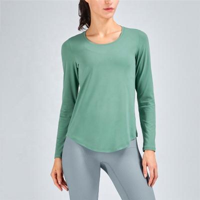 China Breathable YOGA Long Sleeve Workout Shirts For Women Loose Fit-Pima Cotton Yoga Shirts Autumn Tops Casual Shirts for sale