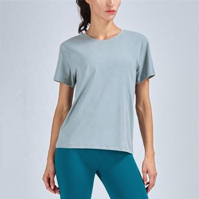 China Breathable Summer Women's Tops Yoga Fitness Sports Use Clothing Yoga Ladies Short Sleeve T-Shirt for sale