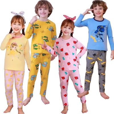 China Long Sleeve Sleepwear Cartoon Cotton Pajamas Children Kids Pajamas 1-7y Baby Boys Girls Thermal Kids Pajamas for sale