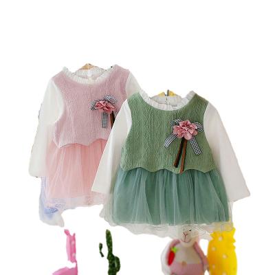 China Breathable 0-1-2-3 Years Style Dress Girls Solid Color Princess Dress Infant Infant Western Dress for sale