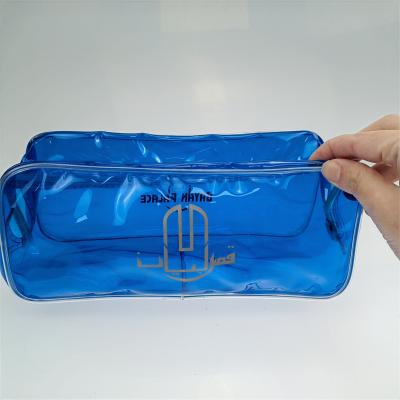 China Transparent China Customized Design Manufacturer Blue Transparent Clear PVC Cosmetic Bag for sale