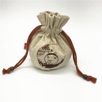 China Custom Small Pouch Eco-Friendly Canvas Gift Wrapping Gift Bags Hemp Drawstring Bag With Logo for sale