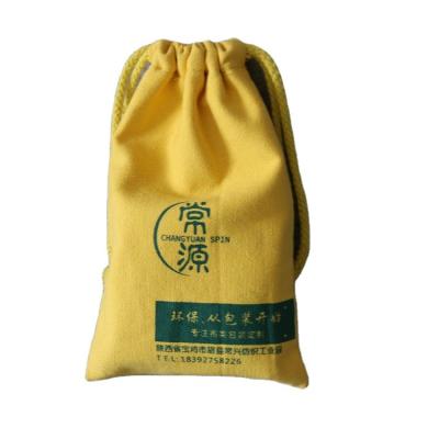 China Fashion BIODEGRADABLE Hot Selling Yellow Color Drawstring Bag Cotton Fabric Drawstring Bag for sale