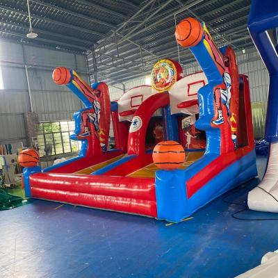 China Best quality 0.55mm PVC tarpaulin or 0.60-0.90mm PVC tarpaulin carnival basketball interactive shoot game, inflatable basketball game with customized design for sale