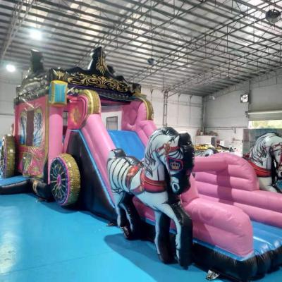 China 2021 Hot Sale PVC Inflatable Princess Castle House Jumping Toys With 0.55mm PVC Tarpaulin Plato Best Quality Material for sale