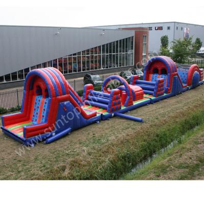 China Best Quality 0.55mm PVC Tarpaulin Most Popular Inflatable Obstacle Course With Bouncer Slide for sale