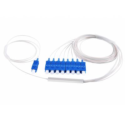 China 1*8 1meter SC UPC Mini Steel Fiber Optic Splitter 1*8 Fiber Optic Splitter 1*8 SC UPC 1m for sale