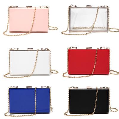 China Acrylic Boxed Clutch Bag Clear Equalizing Lady Fashion Custom Evening Clutch Bag Women Purse Acrylic Transparent Resin for sale