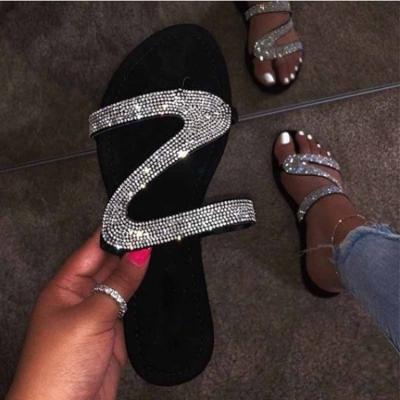 China Fashionable Summer Designer Luxury Women Bling Slide PU Sandal Girls Breathable Sandals for Women and Ladies 2021 for sale