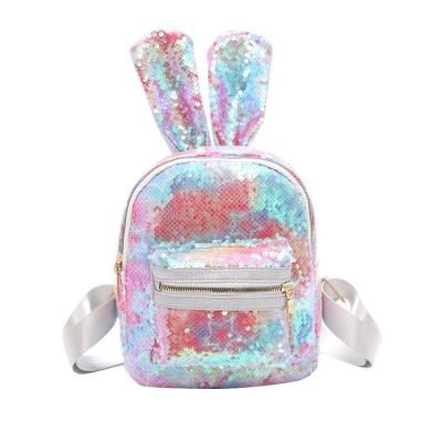 China Wholesale Kids School Backpack Laser Backpack Children Colorful Rabbit Ear Glitter Girls Mochilas Mochilas Glitter Bookbag for sale