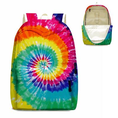 China The Other Fashion New Style School Backpack Rainbow Tied Dyed Boys Girls Teenagers School Bag Backpack for sale