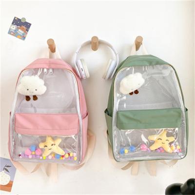 China 2021 new design waterproof transparent bookbag schoolbag wholesale PVC clear large capacity female leisure Korean backpack college student for sale