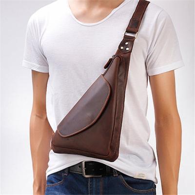 China Crazy Horse Leather Newest Fashinable Sling Backpack Dumpling Leather Bag Men Shoulder Sling Chest Bag for sale