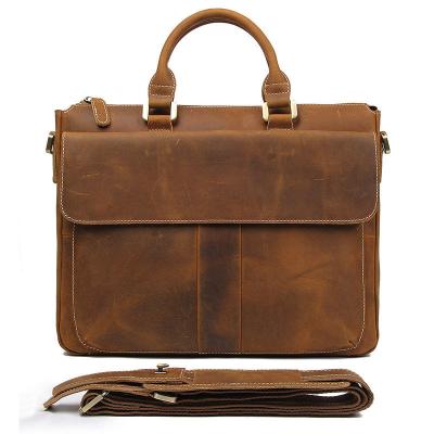 China High Quality Hot Sale Crazy Horse Office Business Men's Luxury Leather Messenger Briefcase Bag for sale