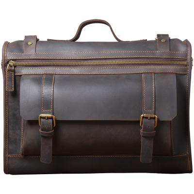 China Crazy Handmade Large Capacity Vintage Horse Leather Cowhide Men Shoulder Bag Messenger Briefcase High Quality for sale