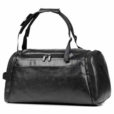 China Retro Handle Bag Solid Color Travel Duffle Bags for Gym Fleece Large Capacity Men's Gym Weekend Black Leather Bag for sale