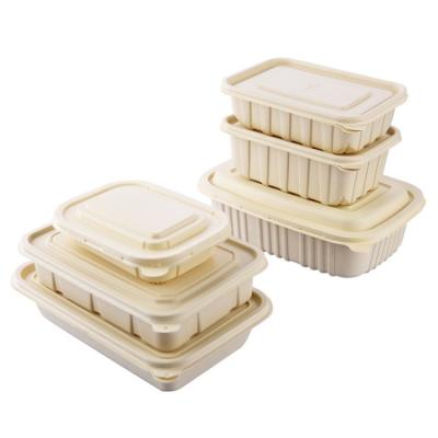 China Biodegradable Food Cornstarch Lunch Box With Lid School Canteen Restaurant Quick Takeout Food Container 3 Compartment 4 5 for sale