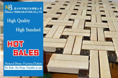 China Wall / Floor Basketweave Marble Mosaic Tile Yellow  Mines / Quarries for sale