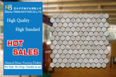 China Wooden Grey Hexagon Marble Mosaic Tiles Flooring Tile Indoor / Outdoor Use for sale