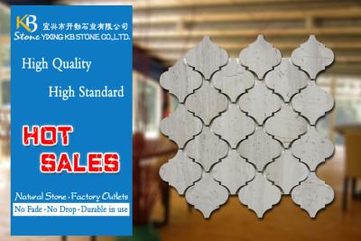 China Wooden Grey Waterjet Mosaic Tile Lantern Pattern Polished For Exterior Wall for sale