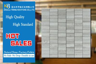 China Wooden Grey Long Square Strip Mosaic Tiles 305 x 305mm 10mm Thickness for sale