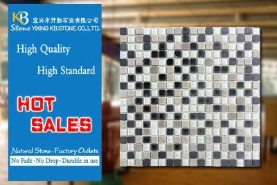 China White Glass Crystal marble mosaic tiles mixed beige black Stone marble for sale